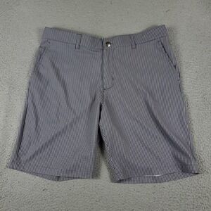 Adidas Shorts Mens Size 34 Blue Check Golf Casual Flat Front Chino